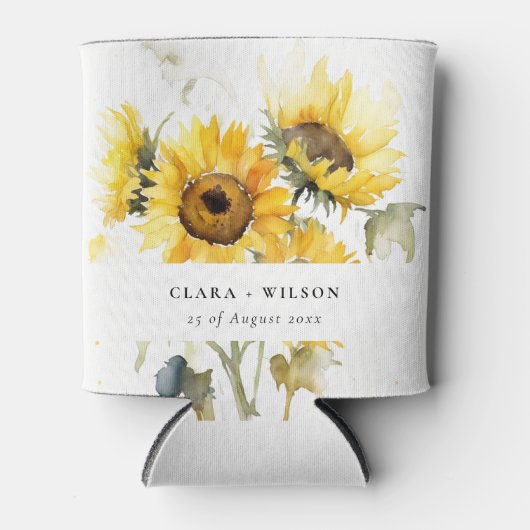 ボホミニマルウォーター色ひまわり素朴の結婚花 缶クーラー (正面)