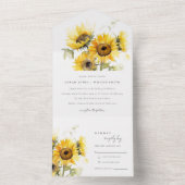 ボホミニマルウータカラーひまわり結婚の オールインワン招待状 (内側)