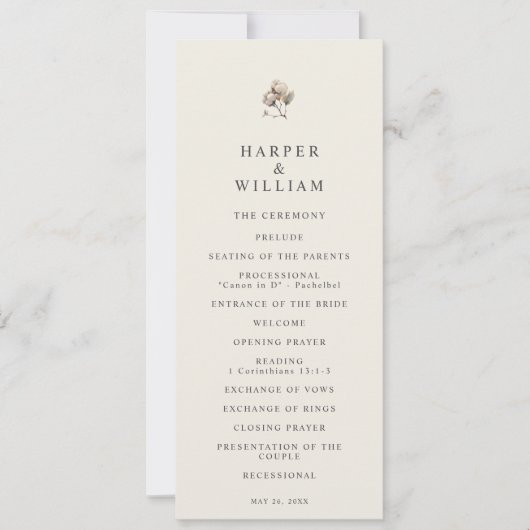 ボホミニマルコットンtwift結婚式プログラム 招待状 (正面)