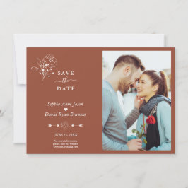 ボホミニマルシンプル主義のテラコッタフォト結婚ズ セーブザデート
