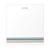 ボホミニマルストライプリストパーソナライズされた ノートパッド (正面)