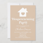 ボホミニマルタンベージュシンプル引っ越し祝いパーティーパーティー 招待状 (正面)