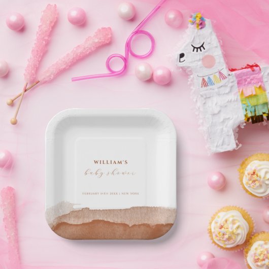 ボホミニマルテラコッタ砂漠グラデーション赤ちゃんシャワー ペーパープレート (パーティー)