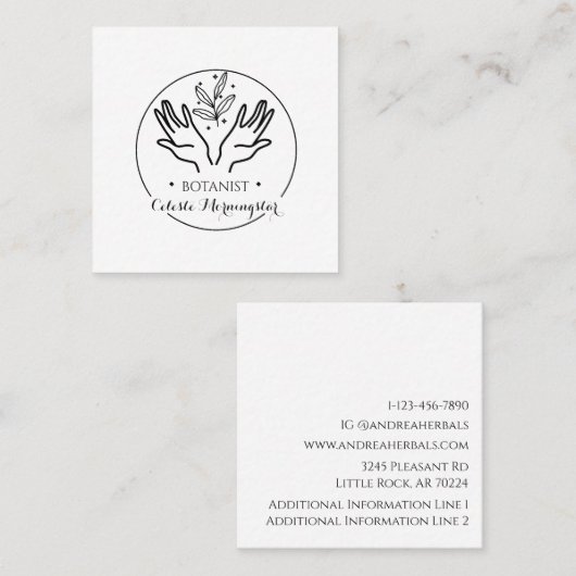 ボホミニマルハンド&葉ボタニストログスクエアブ スクエア名刺 (正面/裏面)