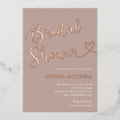 ボホミニマルハートスクリプトテラコッタブライダルシャワー 箔招待状 (正面)