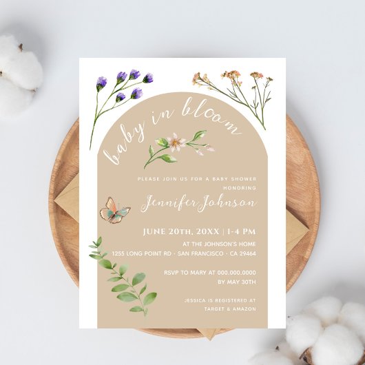 ボホミニマルベビーイン開花フローラベビーシャワー ポストカード
