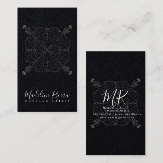 ボホミニマルマンダラヨガマクラメビジネスカード 名刺 (正面/裏面)