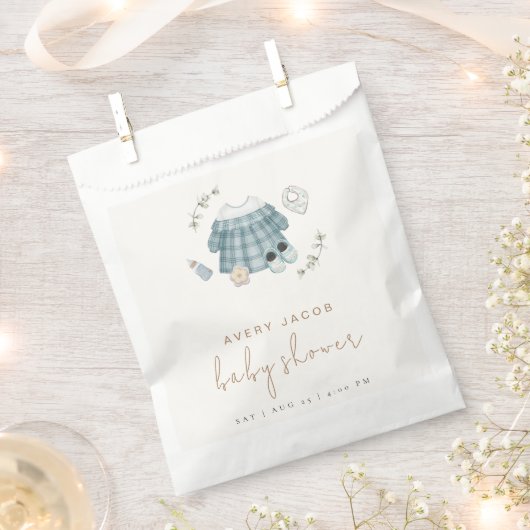 ボホミニマルモダン衣柄ベビーシャワー フェイバーバッグ (クリップ留めされた状態)