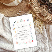 ボホミニマルワイルドフラワーフローラフレーム赤ちゃんシャワー 招待状
