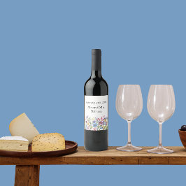 ボホミニマルワイルドフラワー結婚ズ ワインラベル