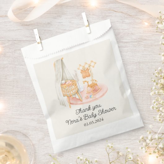 ボホミニマル子供部屋ガールベビーシャワー フェイバーバッグ (クリップ留めされた状態)