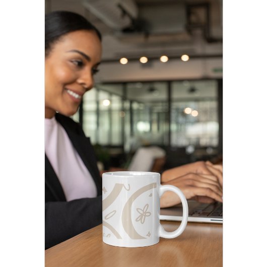 ボホミニマル抽象芸術クレセント&フローラドードル コーヒーマグカップ