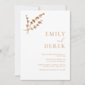 ボホミニマル秋オレンジ結婚フローラ 招待状 (正面)