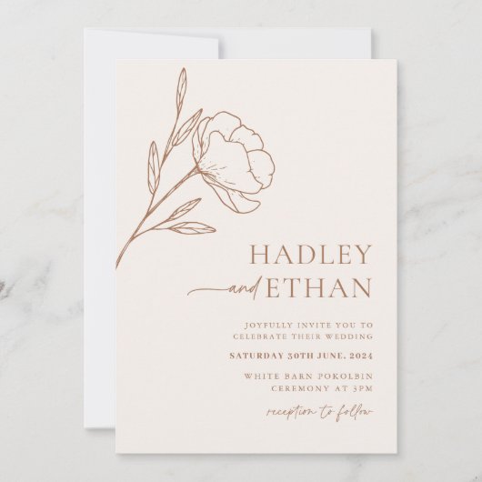ボホミニマル結婚式招待状ボタニカルフローラル 招待状 (正面)