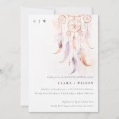 ボホミニマル羽ドリームキャッチャーのカップルのシャワー 招待状 (正面)