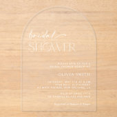 ボホミニマル、ミニマリスト、モダンブライダルシャワー アクリル招待状 (正面)