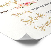 ボホミモサバーピンク金ゴールドブライダルシャワー ポスター (角)