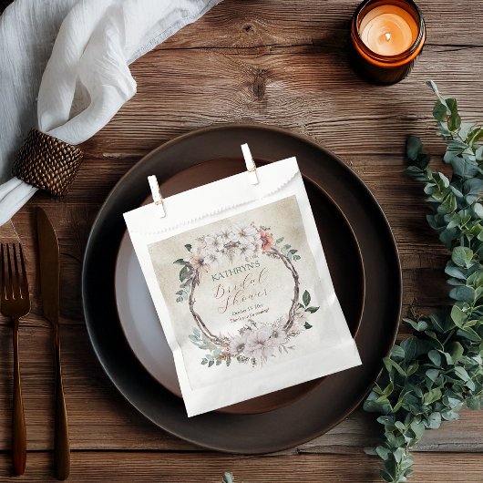 ボホミュート秋フローラブライダルシャワー フェイバーバッグ