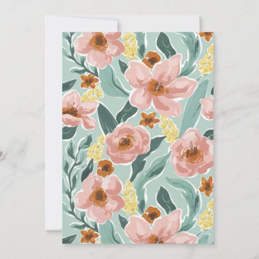 ボホミントセージグリーン色彩の鮮やかフローラブライダルシャワー 招待状 (裏面)