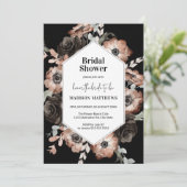 ボホムーディーズフローラピンク&ブラックブライダルシャワー 招待状 (スタンド正面)