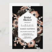 ボホムーディーズフローラピンク&ブラックブライダルシャワー 招待状 (正面/裏面)