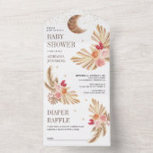 ボホムーンパーム自然フローラパンパスベビーシャワー オールインワン招待状 (内側)