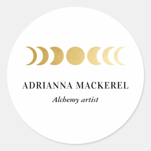 ボホムーンフェイズフェイクゴールドフォイルモダンスクエアスティック ラウンドシール (正面)