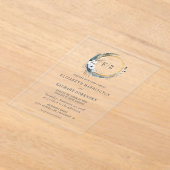 ボホムーンモノグラムリースインジゴ結婚ーズ アクリル招待状 (レイダウン)