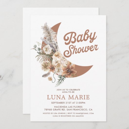 ボホムーン男女兼用ベビーシャワー招待状 招待状 (正面/裏面)