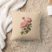 ボホメイブピンク緑のアイボリー牡丹の花投げ クッション (ブランケット)