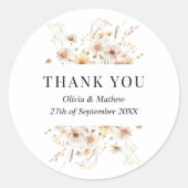 ボホメドウベージュワイルドフラワー結婚ズありがとうございました ラウンドシール (正面)