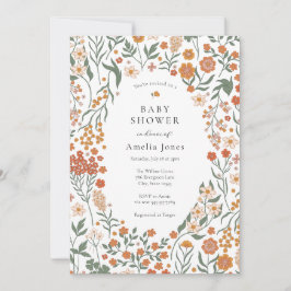 ボホメドウワイルドフラワーベビーシャワー 招待状