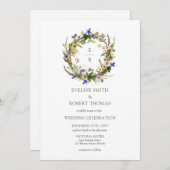 ボホメドウ野生の花リースモノグラム 招待状 (正面/裏面)