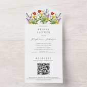 ボホメドカラフルウワイルドフラワーズブライダルシャワー オールインワン招待状 (内側)