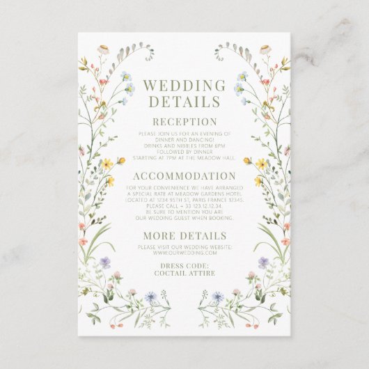 ボホメドカラフルフローラの結婚詳細カード エンクロージャーカード (正面)