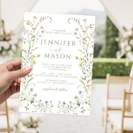 ボホメドーカラフルドワイルドフラワーリース結婚ズ 招待状