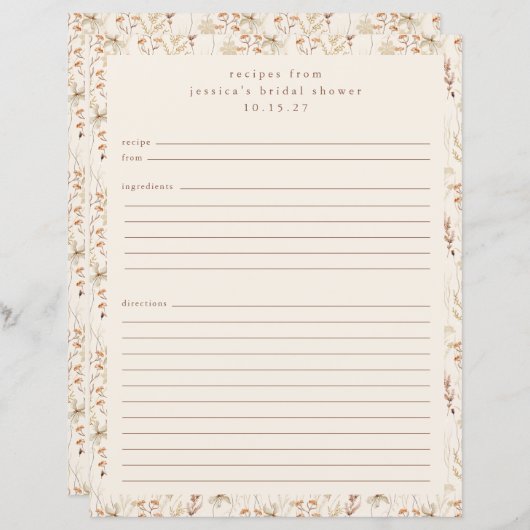 ボホメド素朴フローラパーソナライズされたレシピページ (正面/裏面)