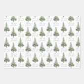 ボホメリークリスマスウォーターカラーツリー ラッピングペーパーシート (正面2)