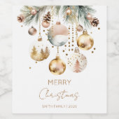 ボホメリークリスマスホリデー雪の松 ワインラベル (シングルラベル)