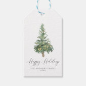 ボホメリークリスマス水の色の木のギフトラベル ギフトタグ (正面)
