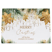 ボホメリークリスマス金ゴールドポインセチア ラージペーパーバッグ (正面)