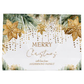 ボホメリークリスマス金ゴールドポインセチア ラージペーパーバッグ (裏面)