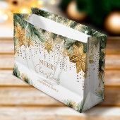 ボホメリークリスマス金ゴールドポインセチア ラージペーパーバッグ