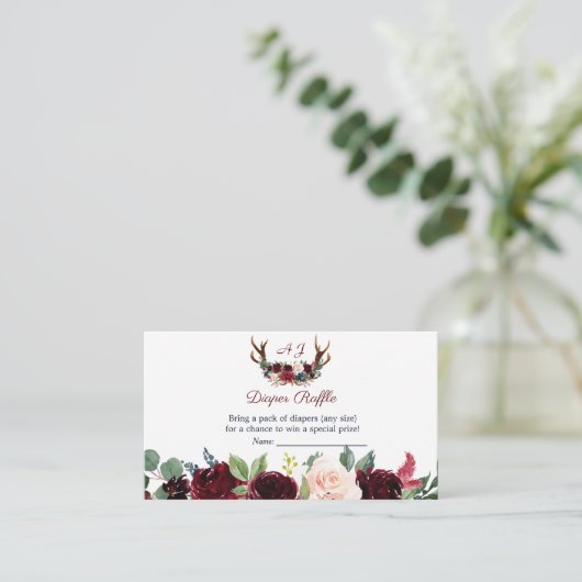 ボホメルロネイビーフローラ〔雄ジカの〕枝角おむつラッフル エンクロージャーカード (スタンド正面)