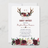 ボホメルロネイビーブルーフローラ〔雄ジカの〕枝角ズスウィート16 招待状 (正面)