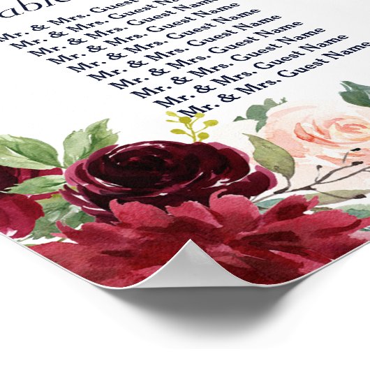 ボホメルロネイビーブルーフローラ〔雄ジカの〕枝角座席表 ポスター (角)