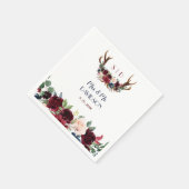 ボホメルロネイビーブルーフローラ〔雄ジカの〕枝角結婚ズ スタンダードカクテルナプキン (角)