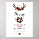 ボホメルロネイビーブルーフローラ〔雄ジカの〕枝角結婚ズ ポスター (正面)