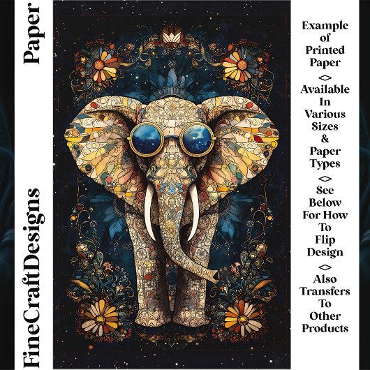 ボホモザイクエレファント、サングラス、CP9クラフト紙