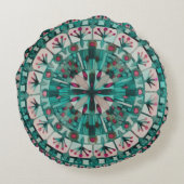 ボホモザイクタイルティール(緑がかった色)海- ラウンドクッション (裏面)